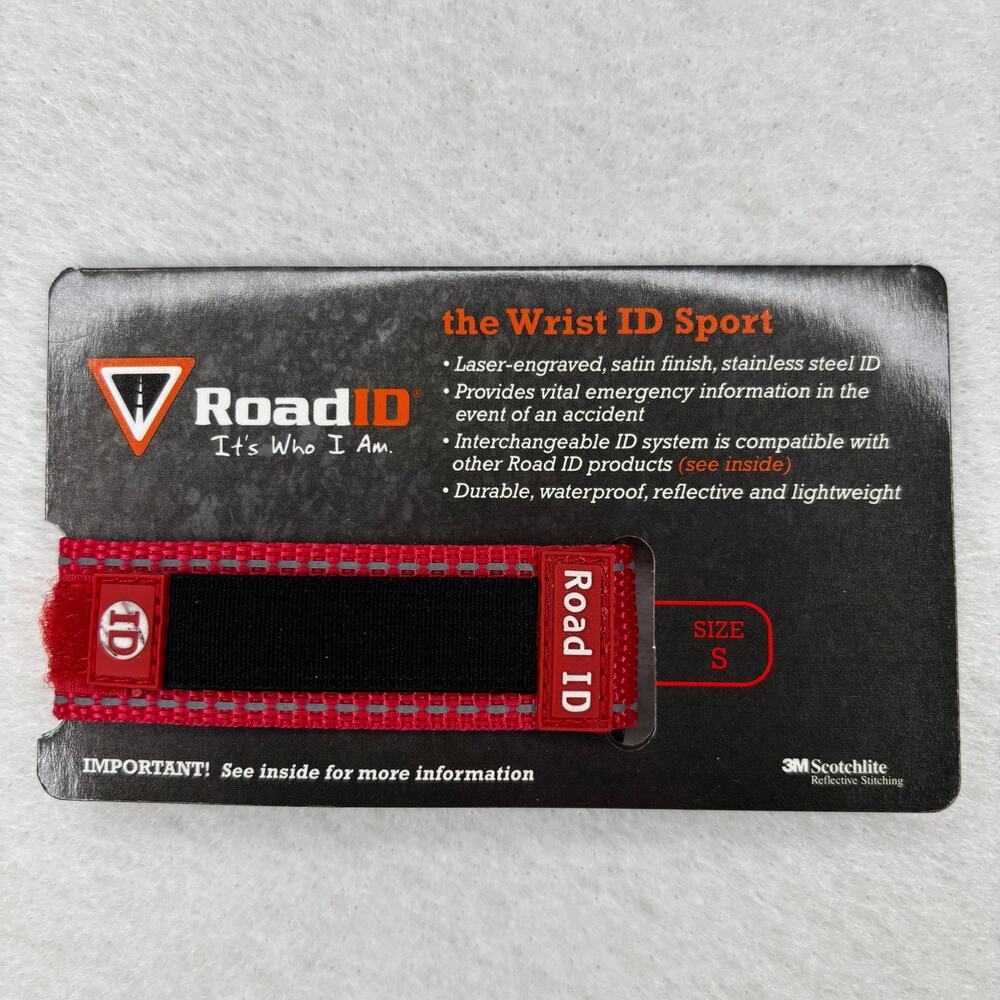 Road ID Wrist ID Sport Replacement Band Size Small Red NWT Reflective